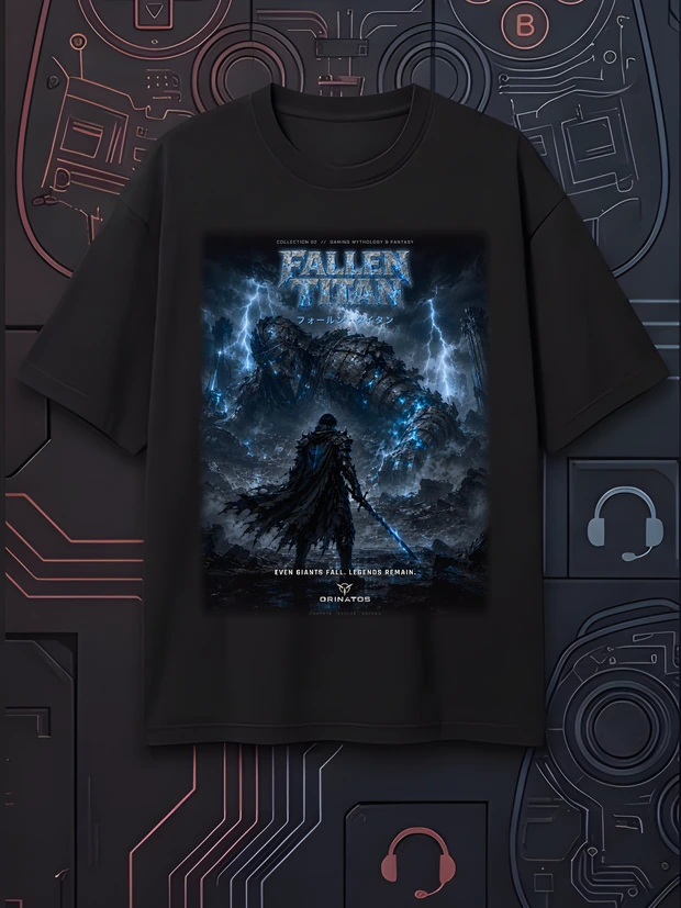Fallen Titan — the shirt laid flat, front