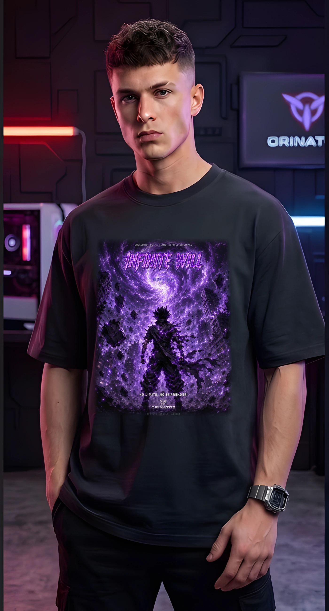 Infinite Will — the design printed on the front of the Oversized Classic, worn