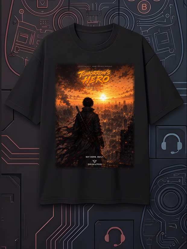 Tomorrow's Hero — the shirt laid flat, front